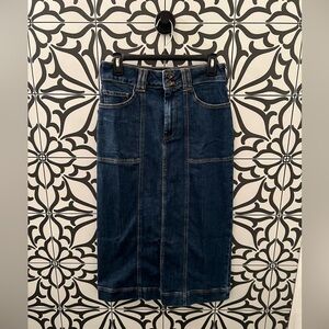 Pilcro stretch denim midi skirt, size 6, NWT